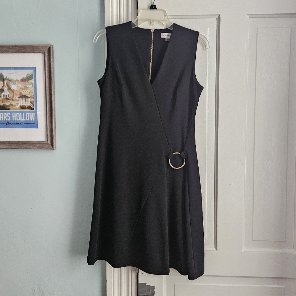 Calvin Klein Black Sleeveless Ring Detail Dress – Size 6